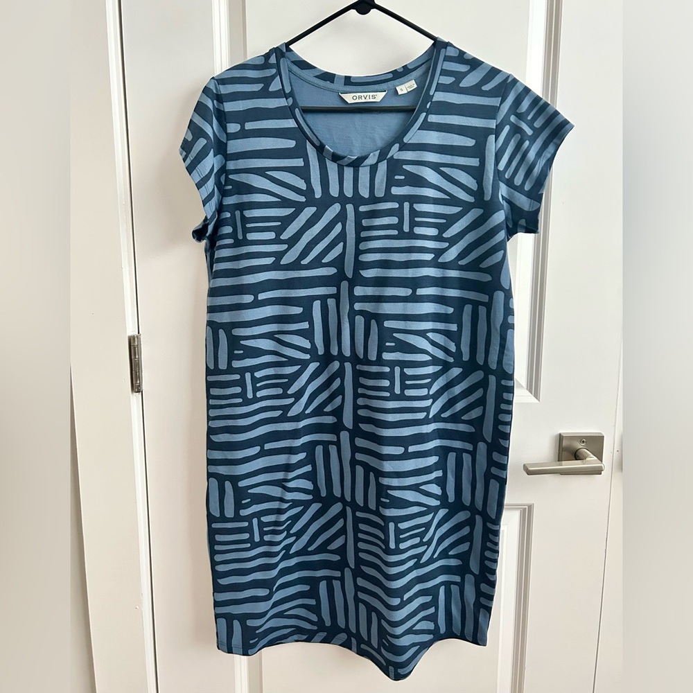 Orvis Blue Geometric Pattern Dress